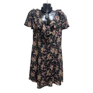 VTG Elisse Floral Babydoll Grunge Dress 11/12 Unlined Sheer Cap Sleeves Cottage